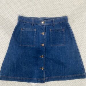 Massimo Dutti Denim Button-Front A-Line Skirt/ Size 6